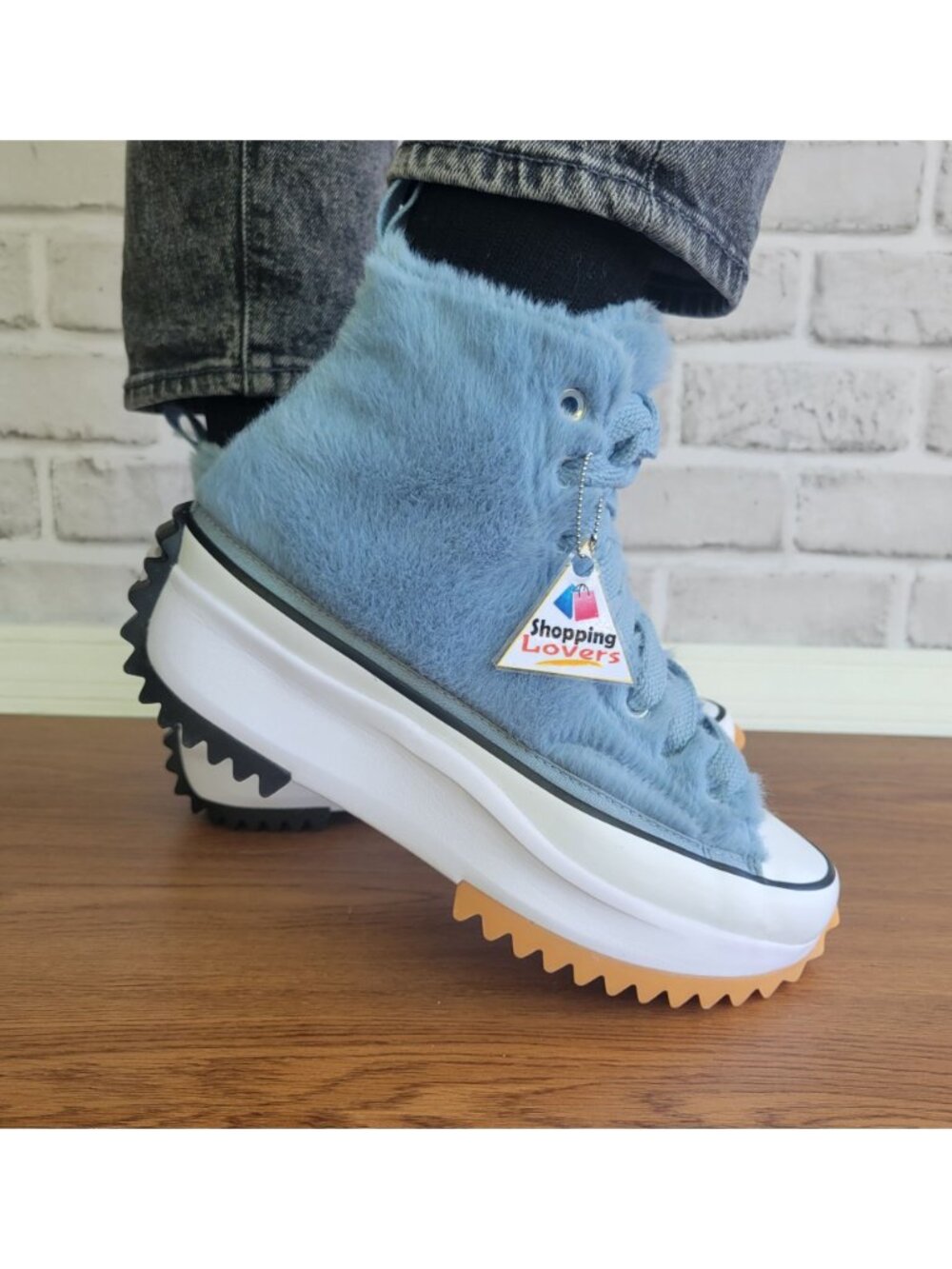 ❤️Converse Run Star Hike Hi Platform Faux Fur 9 Men's Shoes Sneaker Blue A13381C - Picture 6 of 9